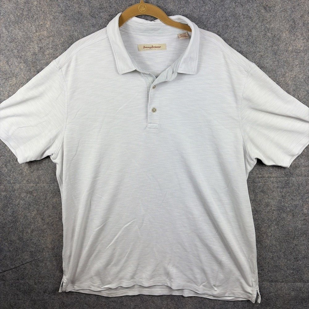 Tommy Bahama Polo Shirt Mens 2XL White Embroidered Polo Golf Casual - Picture 1 of 10